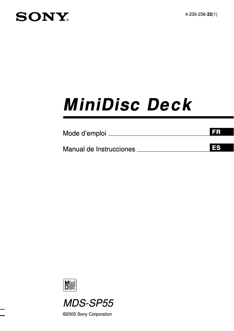 Página nº 1 - Manual de usuario Sony MDS-SP55