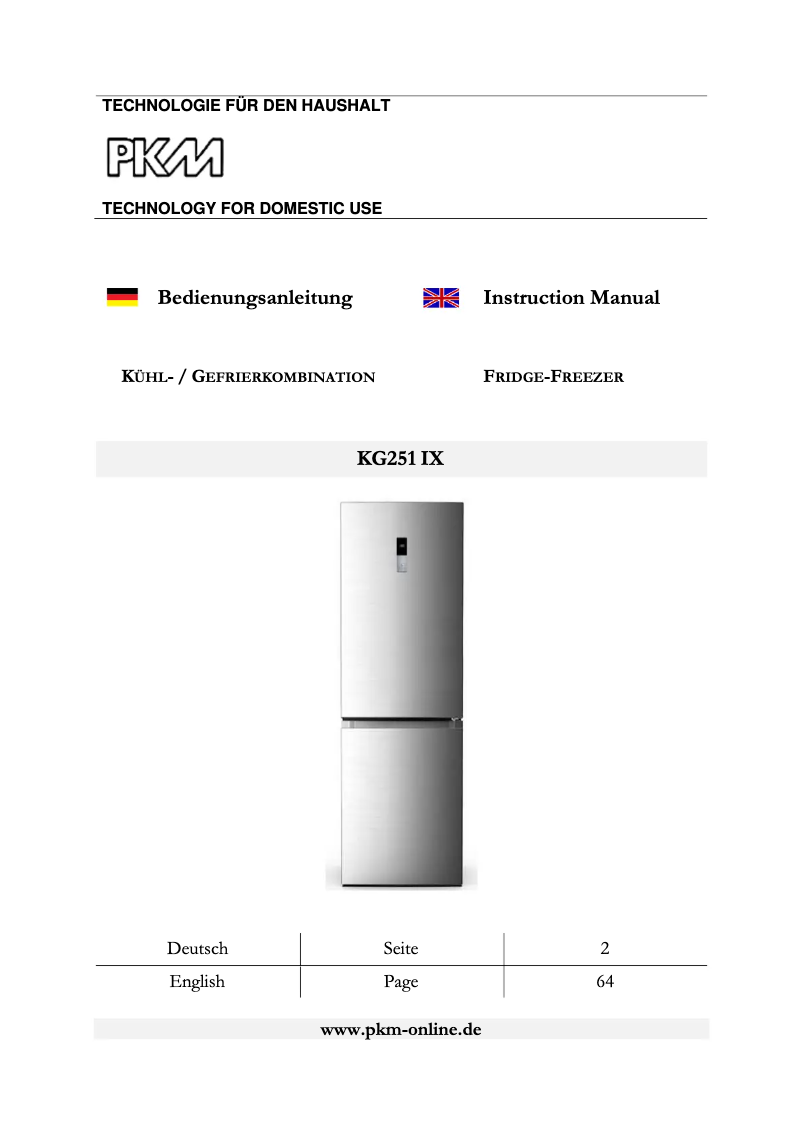 Imagen de la primera página del manual del dispositivo KG251 IX