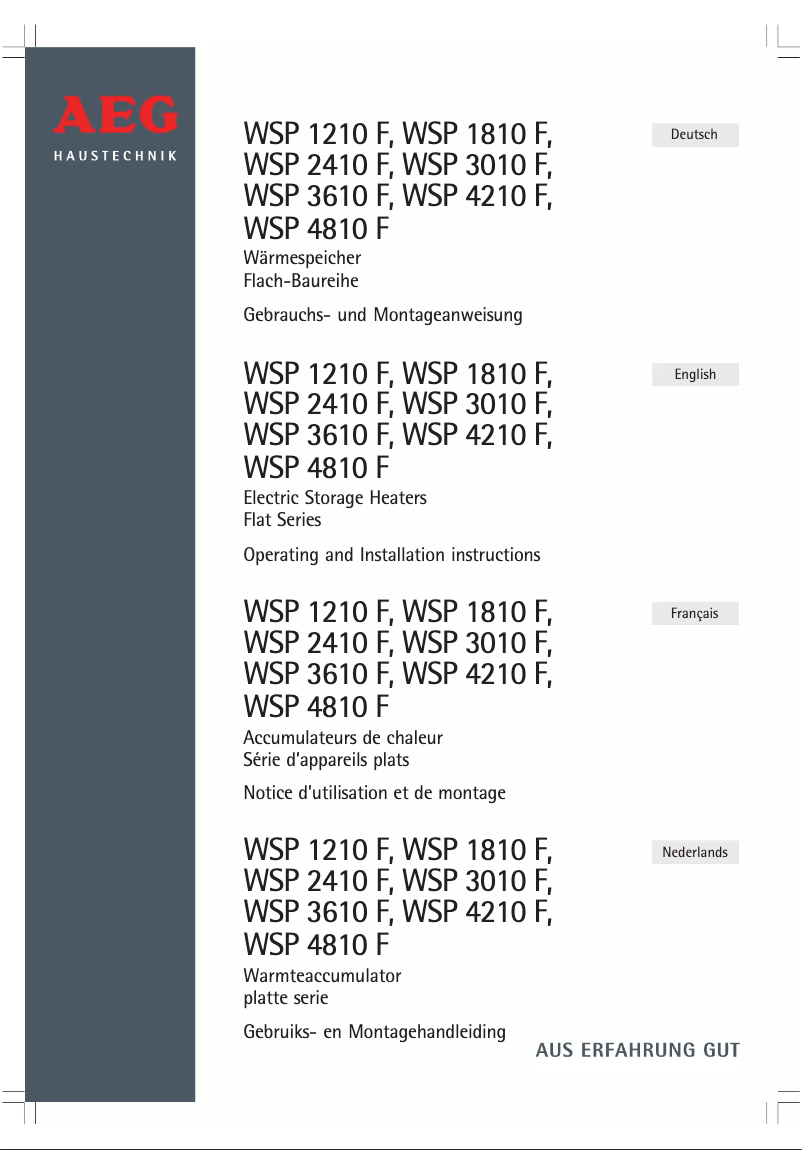 Página 1 del manual Manual de usuario AEG WSP 4810 F