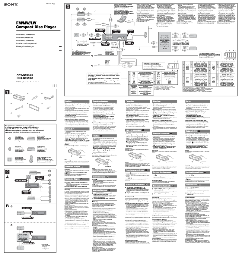 Página 1 del manual Guía de instalación Sony CDX-GT616U