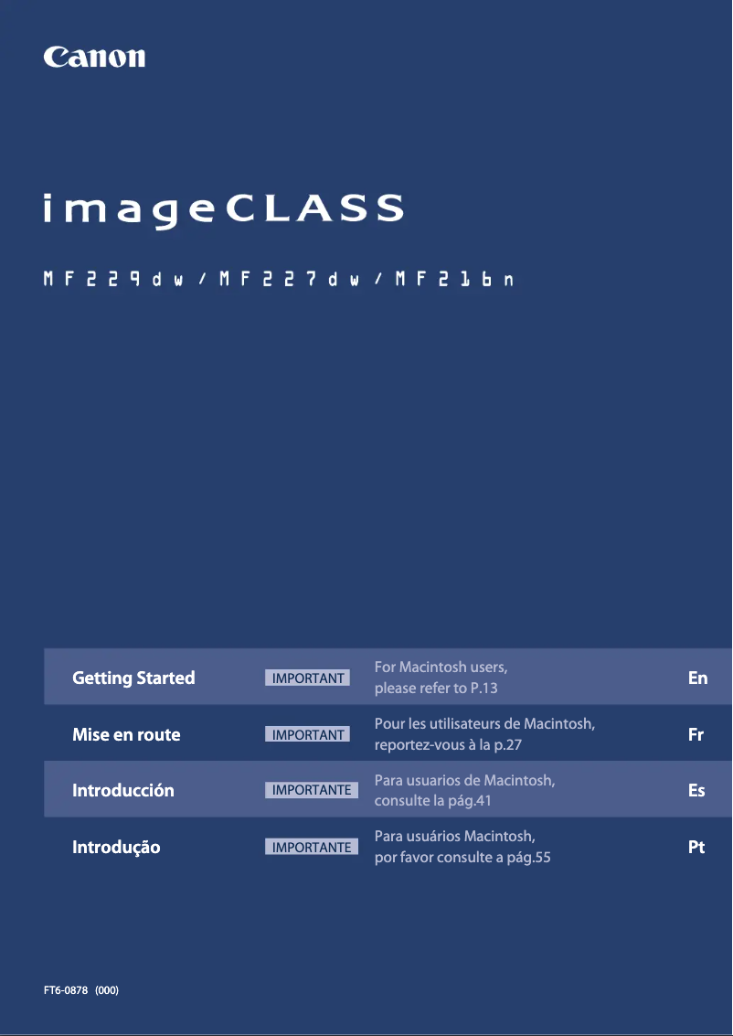 Imagen de la primera página del manual del dispositivo imageCLASS MF216n