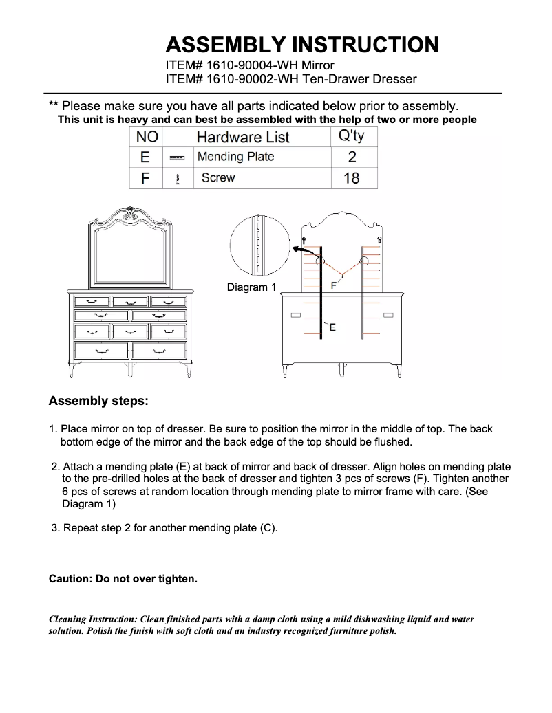 Imagen de la primera página del manual del dispositivo 1610-90004-WH