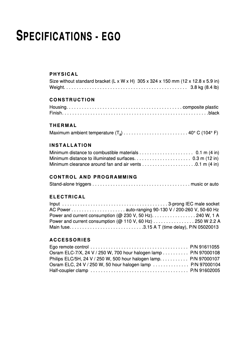 Imagen de la primera página del manual del dispositivo Ego 01