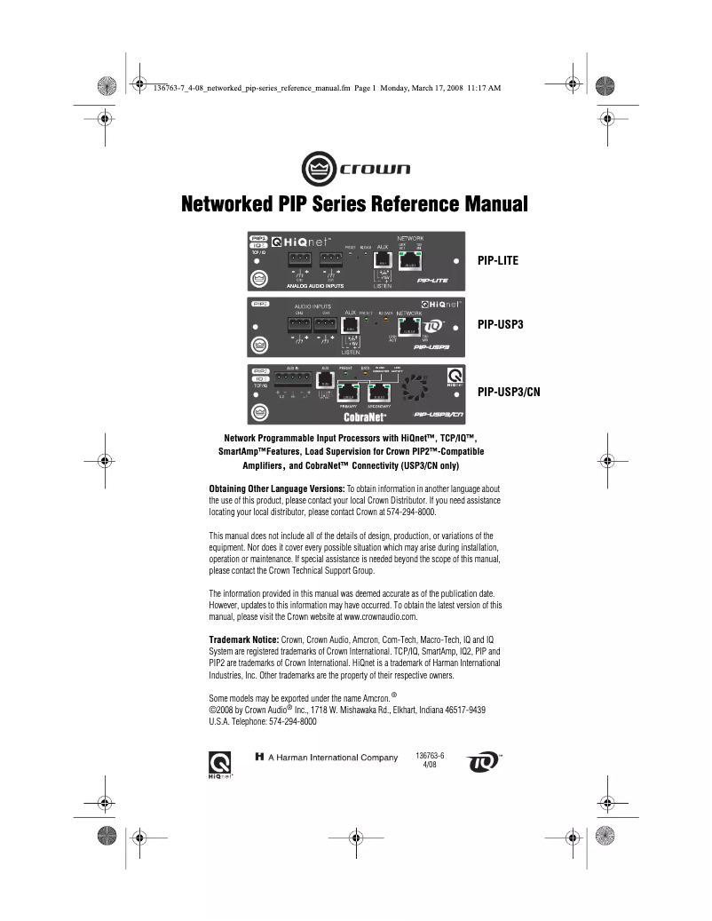 Imagen de la primera página del manual del dispositivo PIP-USP3