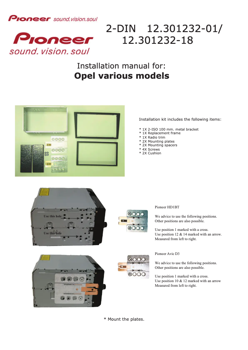 Página 1 del manual Manual de usuario Pioneer 12.301232-01