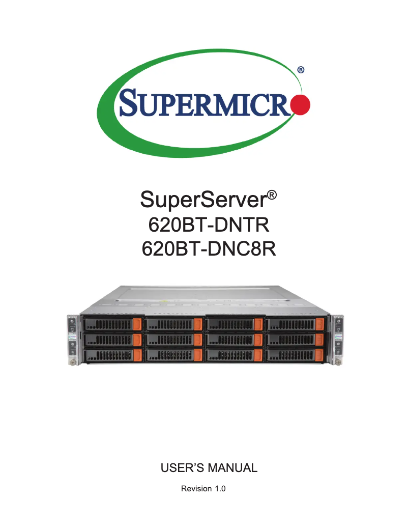 Página 1 del manual Manual de usuario Supermicro SuperServer SYS-620BT-DNTR
