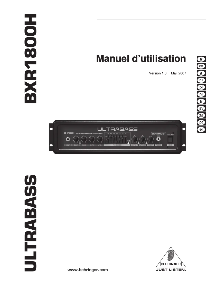 Imagen de la primera página del manual del dispositivo Ultrabass BXR1800H