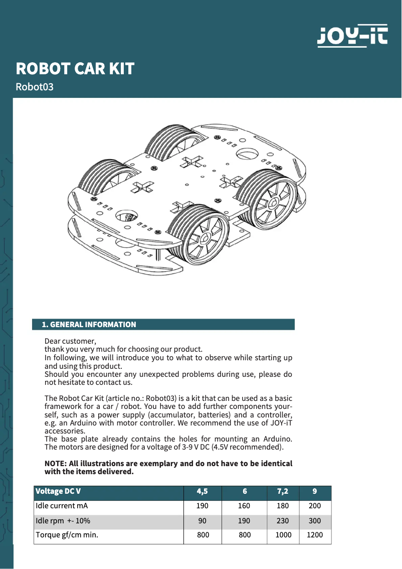 Página 1 del manual Manual de usuario Joy-It Robot03