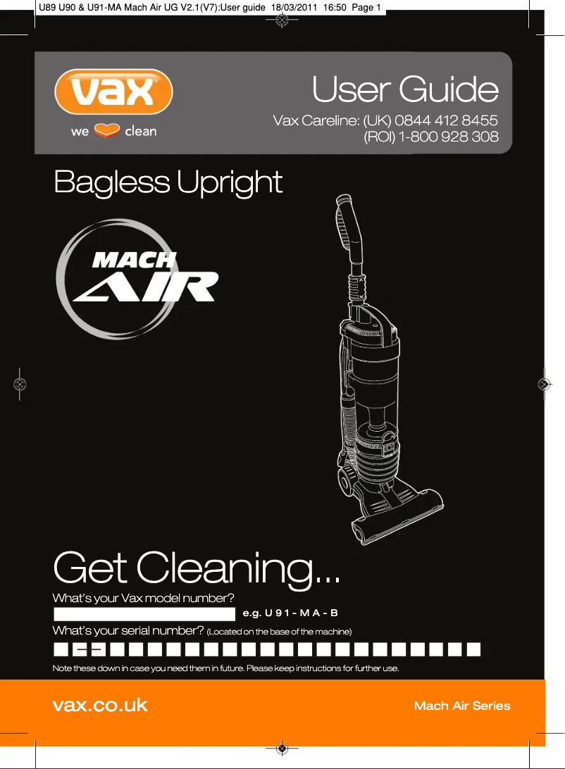 Imagen de la primera página del manual del dispositivo Mach Air U90-MA