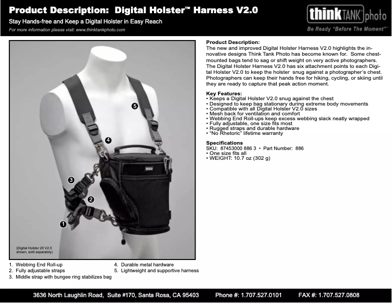 Página nº 1 - Manual de usuario Think Tank Digital Holster Harness V2.0
