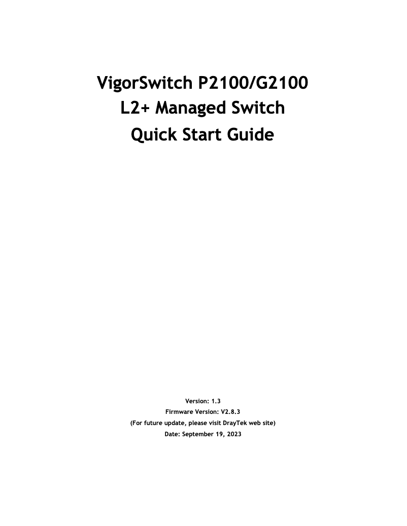 Página 1 del manual Guía de inicio rápido Draytek VigorSwitch G2100