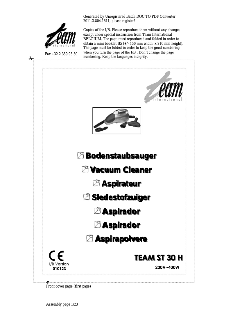 Imagen de la primera página del manual del dispositivo ST 30 H