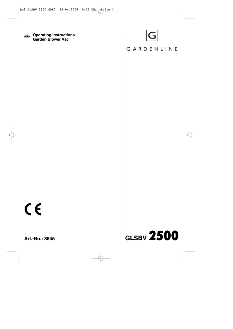Imagen de la primera página del manual del dispositivo GLSBV 2500