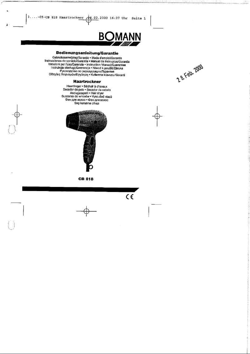 Imagen de la primera página del manual del dispositivo CB 818
