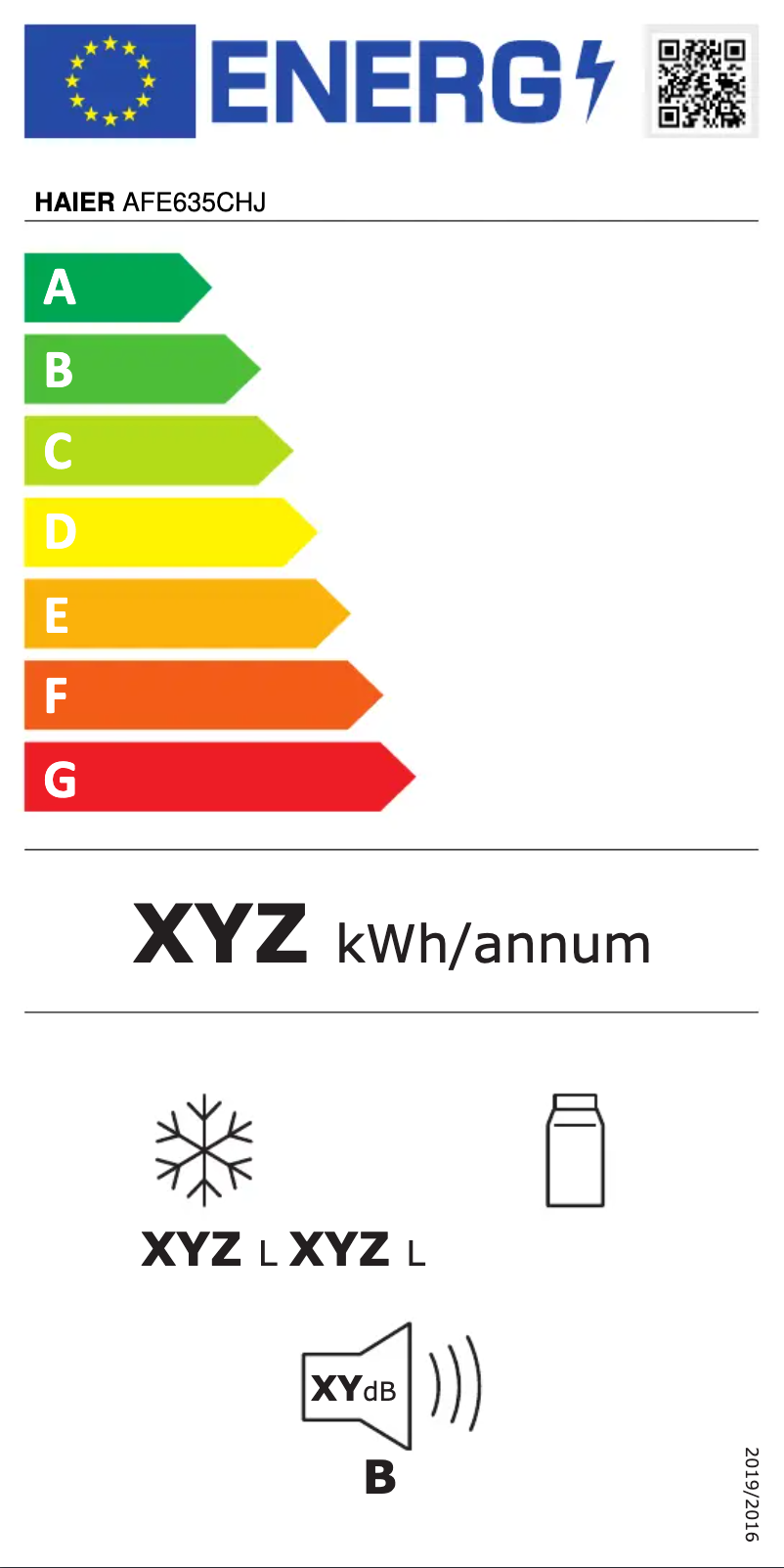 Página 1 del manual Etiqueta energética Haier AFE635CHJ