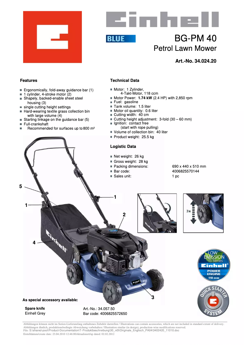 Imagen de la primera página del manual del dispositivo BG-PM 40