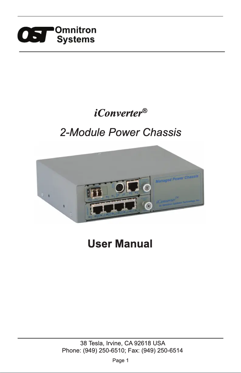 Página 1 del manual Manual de usuario Omnitron Systems iConverter