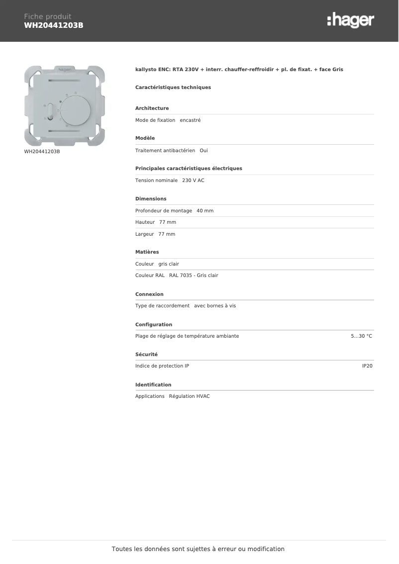 Imagen de la primera página del manual del dispositivo WH20441203B