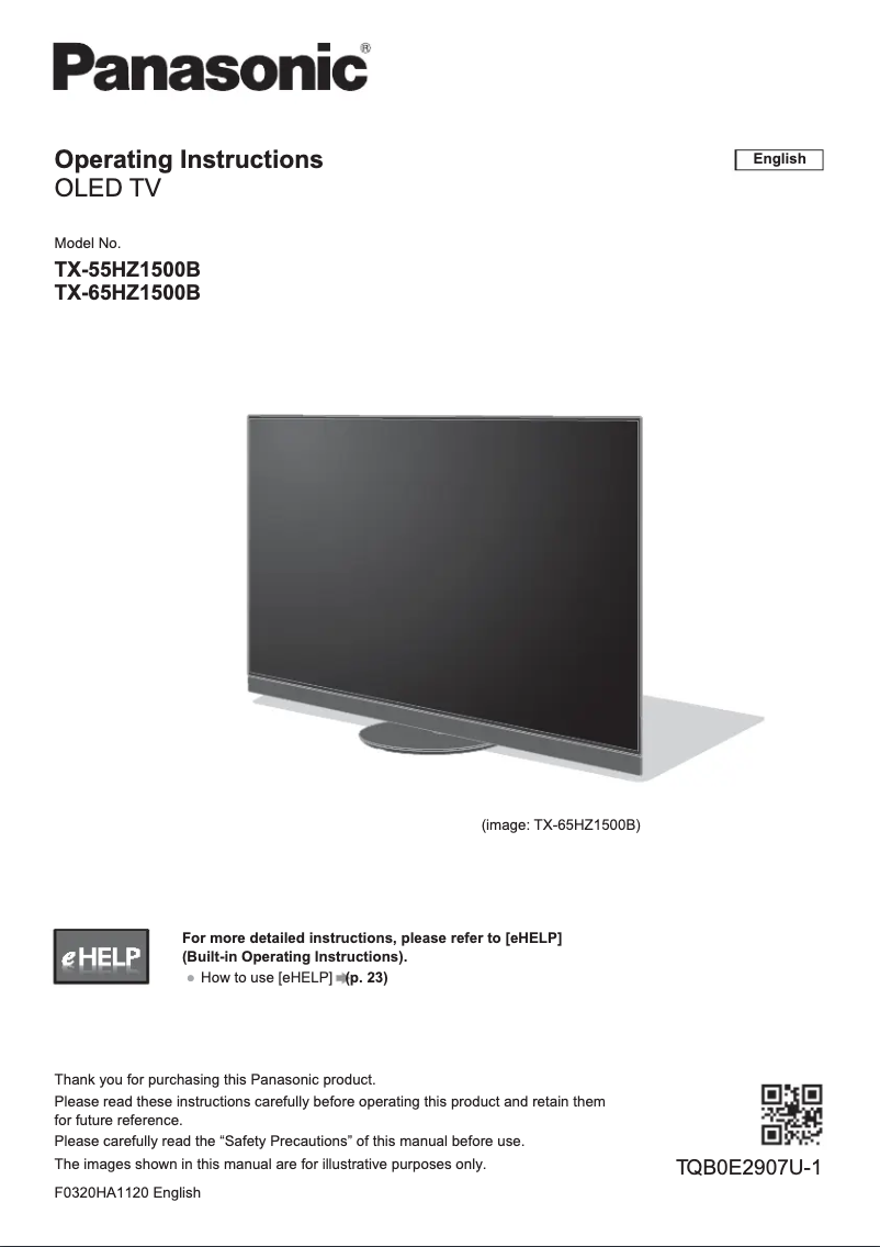 Página 1 del manual Guía de inicio rápido Panasonic TX-65HZ1500B