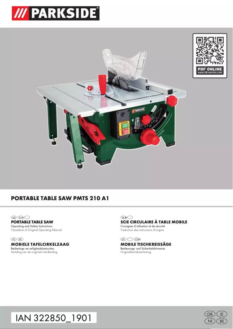 Página 1 del manual Manual de usuario Parkside PMTS 210 A1