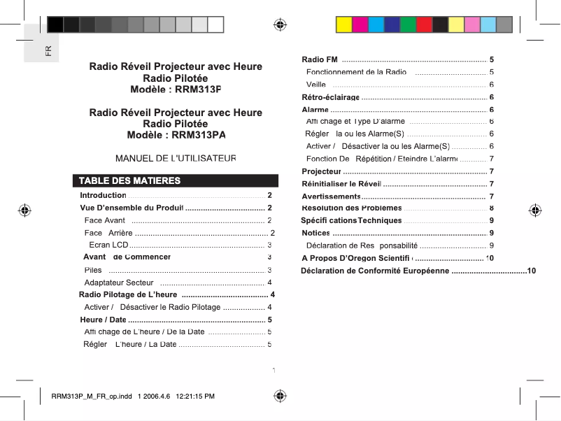 Página 1 del manual Manual de usuario Oregon Scientific RRM313P