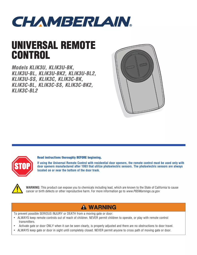 Imagen de la primera página del manual del dispositivo KLIK3U-BL2