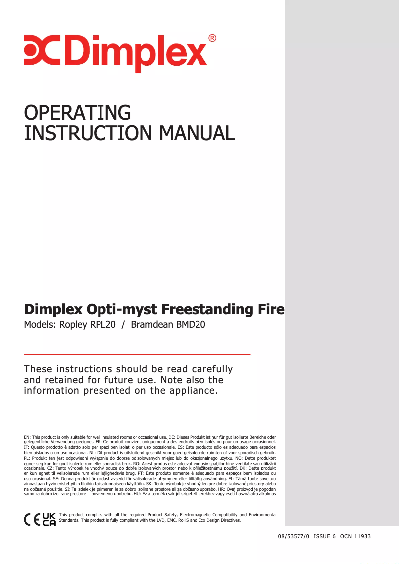 Página 1 del manual Manual de usuario Dimplex BMD20