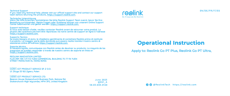 Imagen de la primera página del manual del dispositivo Go PT Plus