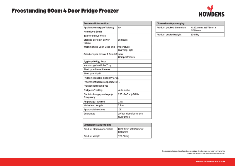 Página 1 del manual Ficha técnica Beko FBQ6101