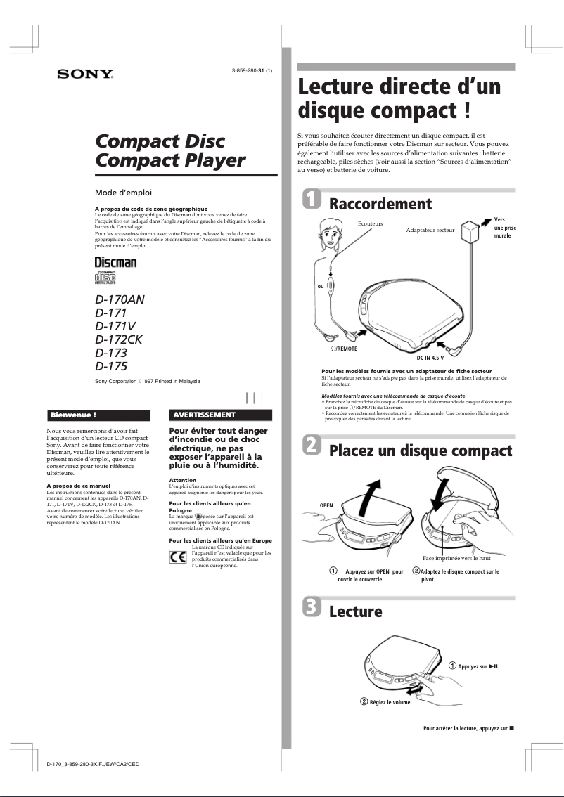 Imagen de la primera página del manual del dispositivo D-172CK