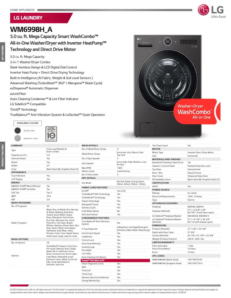 Imagen de la primera página del manual del dispositivo WM6998HVA