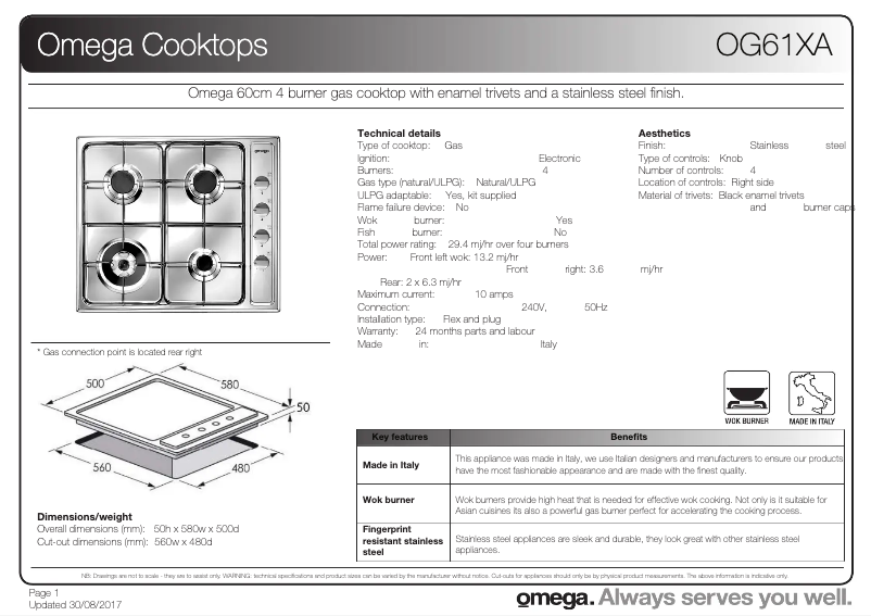 Imagen de la primera página del manual del dispositivo OG61XA