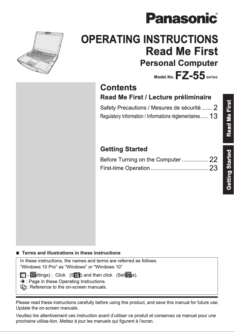 Imagen de la primera página del manual del dispositivo Toughbook 54