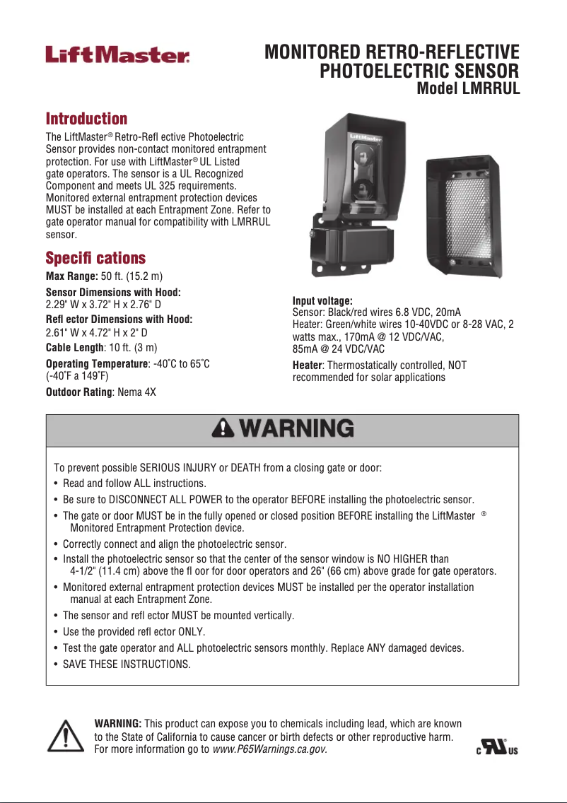 Página 1 del manual Manual de usuario LiftMaster LMRRUL