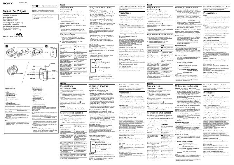 Página 1 del manual Manual de usuario Sony Walkman WM-EX501