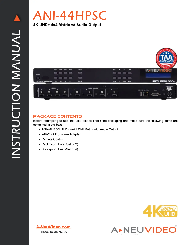 Página nº 1 - Manual de usuario A-NeuVideo ANI-44HPSC
