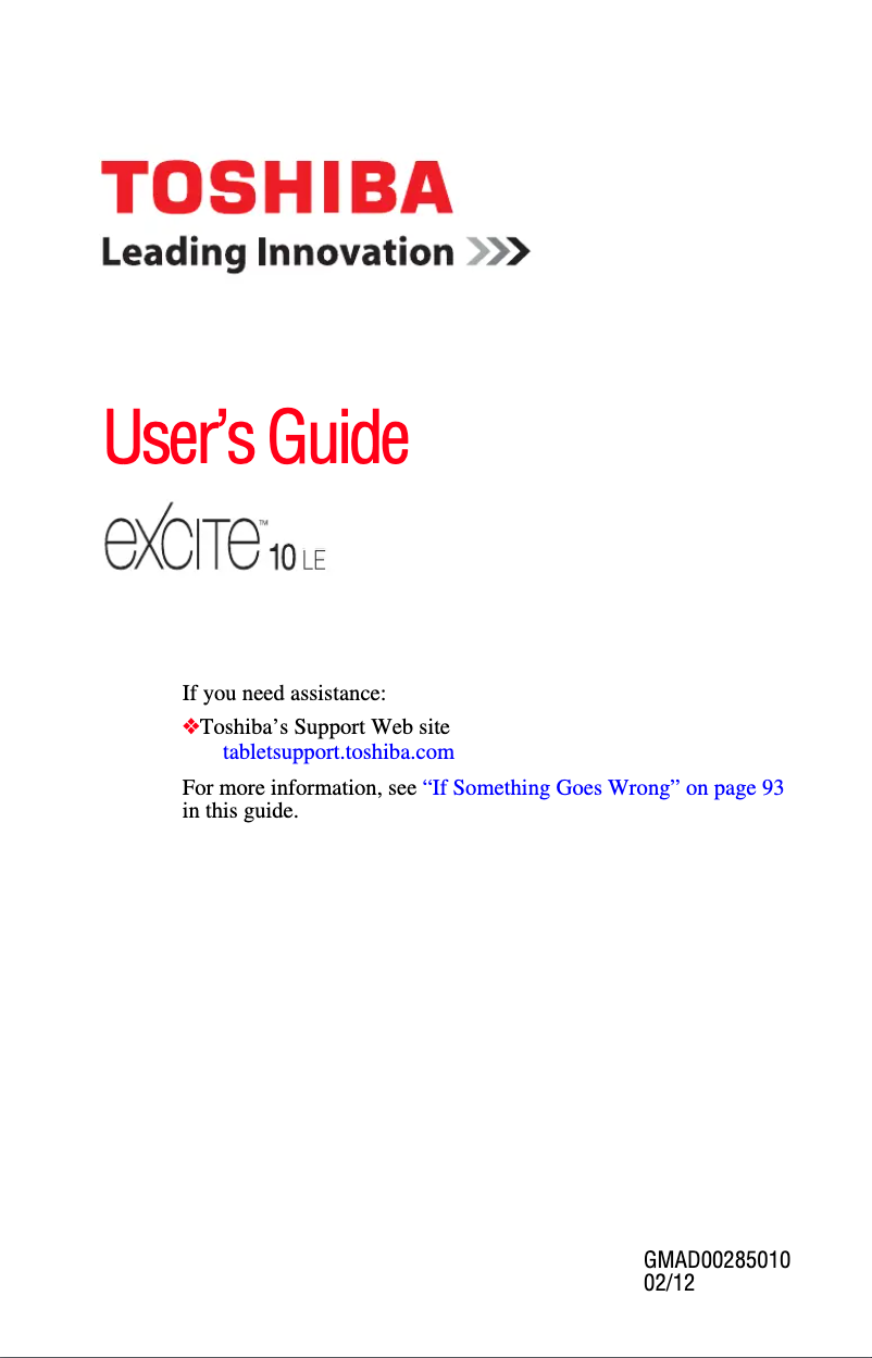 Imagen de la primera página del manual del dispositivo Excite AT200