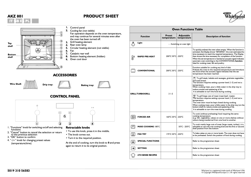 Página 1 del manual Manual de usuario Whirlpool AKZ 801