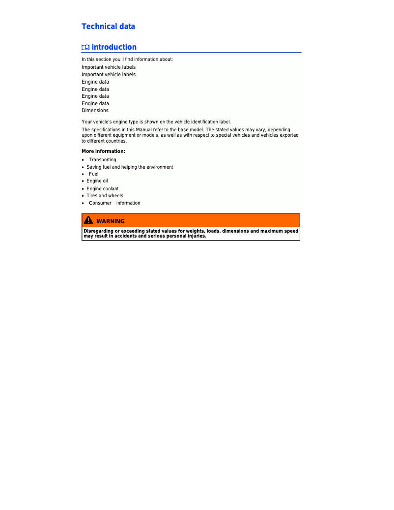 Página 1 del manual Ficha técnica Volkswagen Passat (2015)