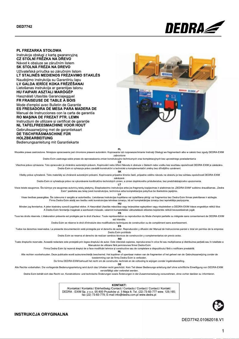 Imagen de la primera página del manual del dispositivo DED7742