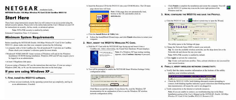 Imagen de la primera página del manual del dispositivo WG511U