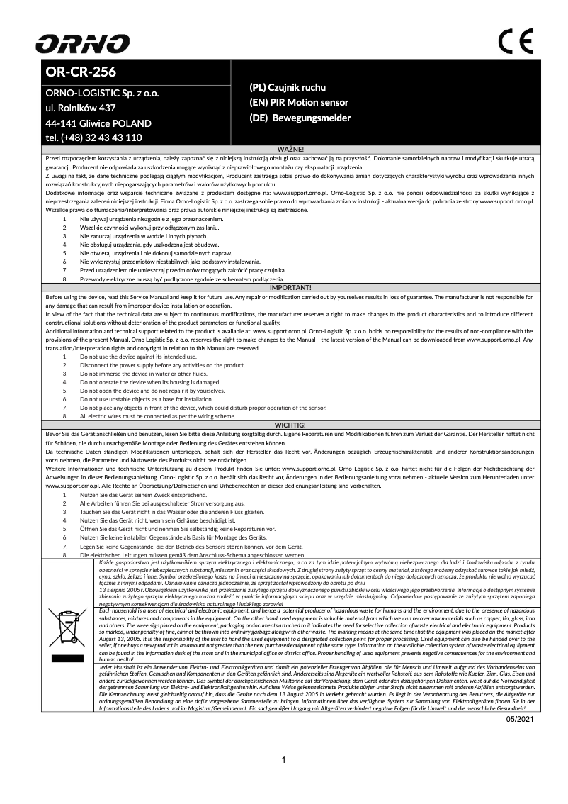 Página 1 del manual Manual de usuario ORNO OR-CR-256