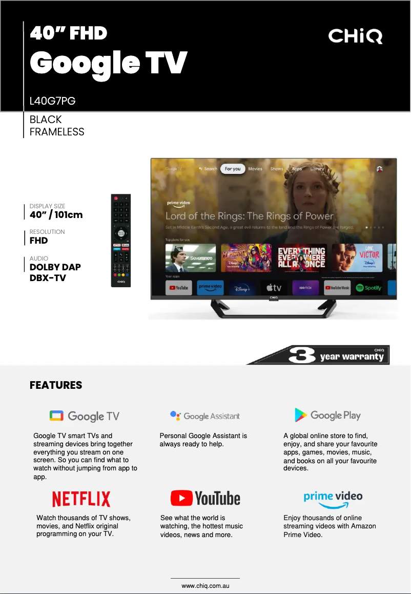 Imagen de la primera página del manual del dispositivo L40G7PG