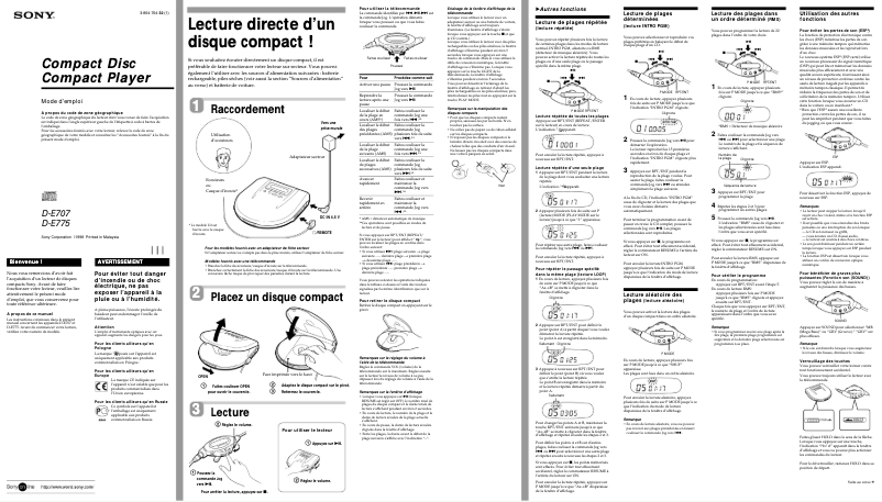 Imagen de la primera página del manual del dispositivo Discman D-E775
