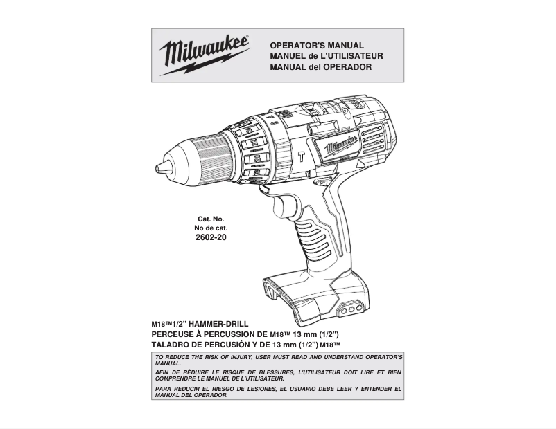 Página 1 del manual Manual de usuario Milwaukee M18 2602-20
