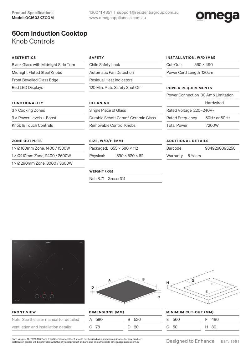 Imagen de la primera página del manual del dispositivo OCI603KZCOM