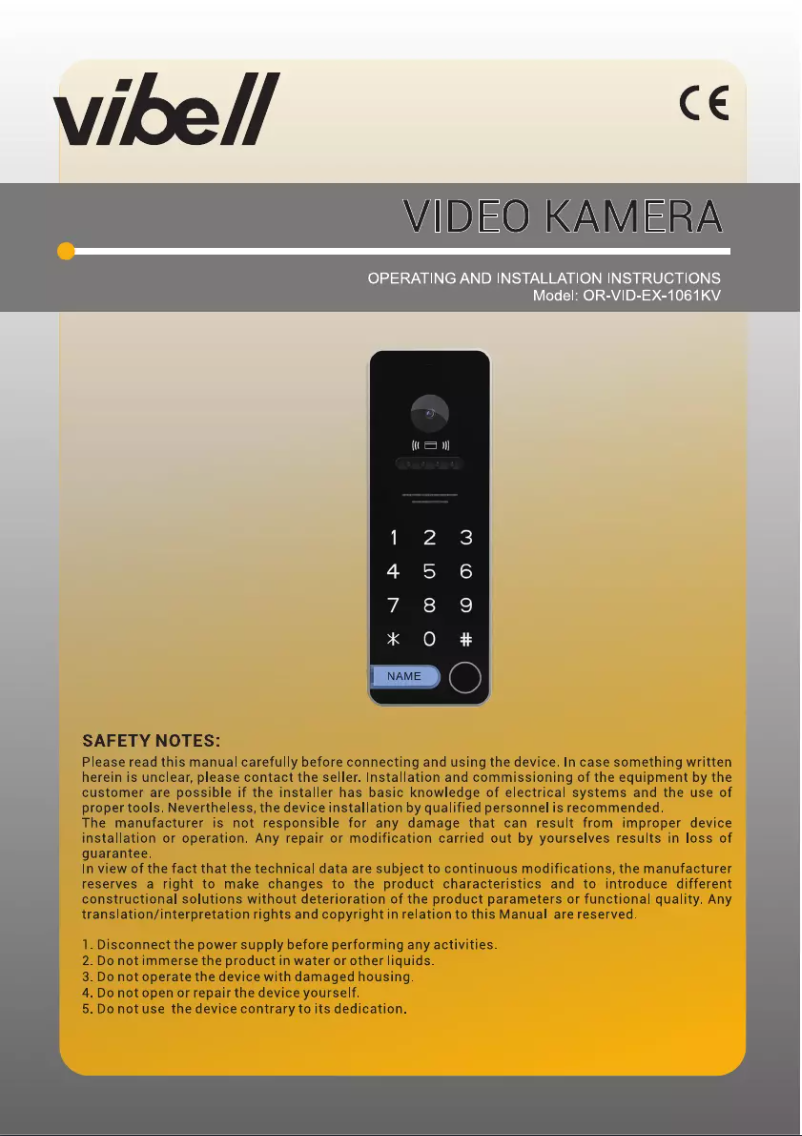 Imagen de la primera página del manual del dispositivo OR-VID-EX-1061KV