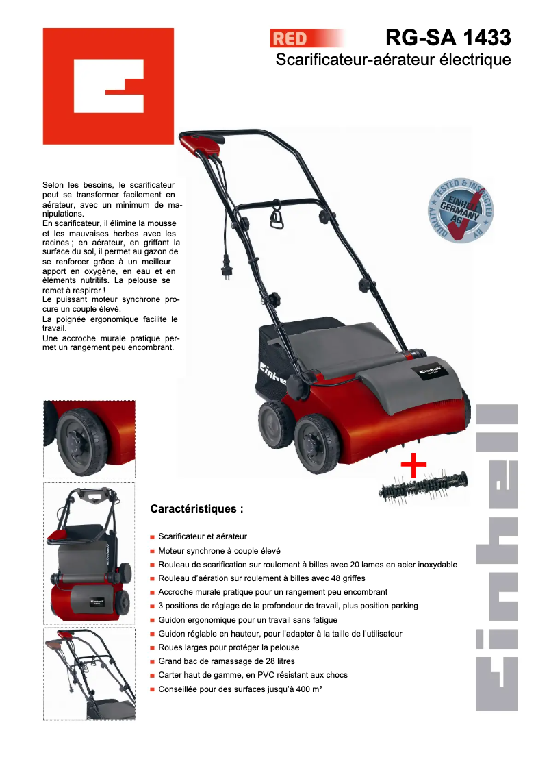 Imagen de la primera página del manual del dispositivo RG-SA 1433