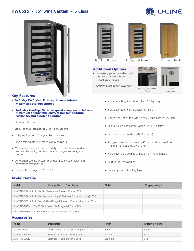 Imagen de la primera página del manual del dispositivo UHWC515-SG41A