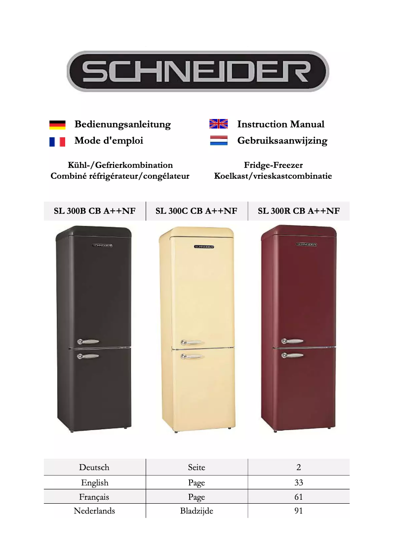 Imagen de la primera página del manual del dispositivo SL 300 NF C-CB A++